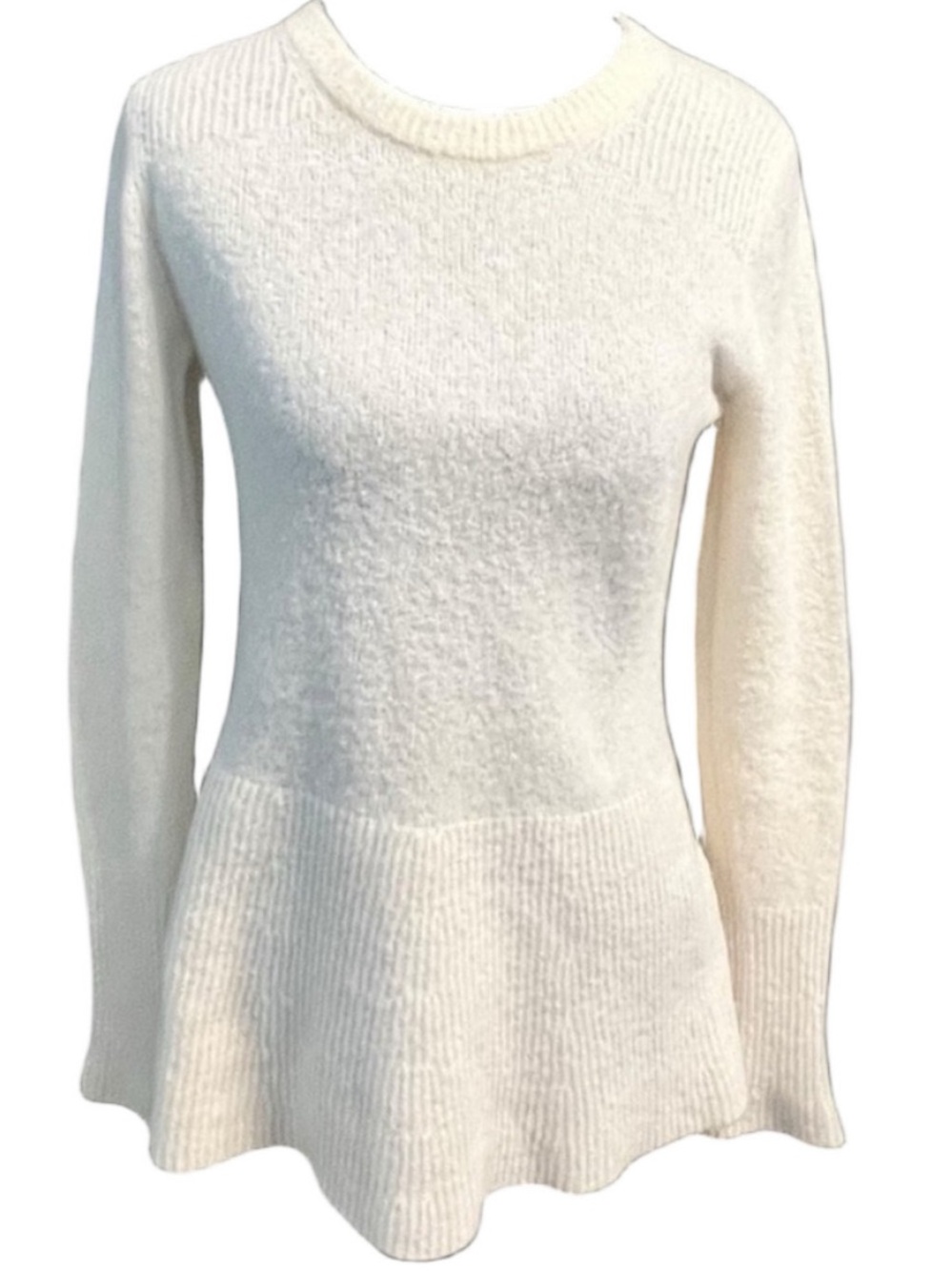 Brochu Walker Cashmere Silk Wool Cream Peplum Sweater XS